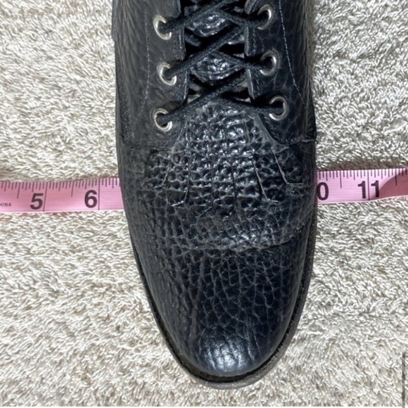 Vintage Justin Boots Black Pebbled Leather Lace Up Packer Boots 6 - Picture 10 of 13